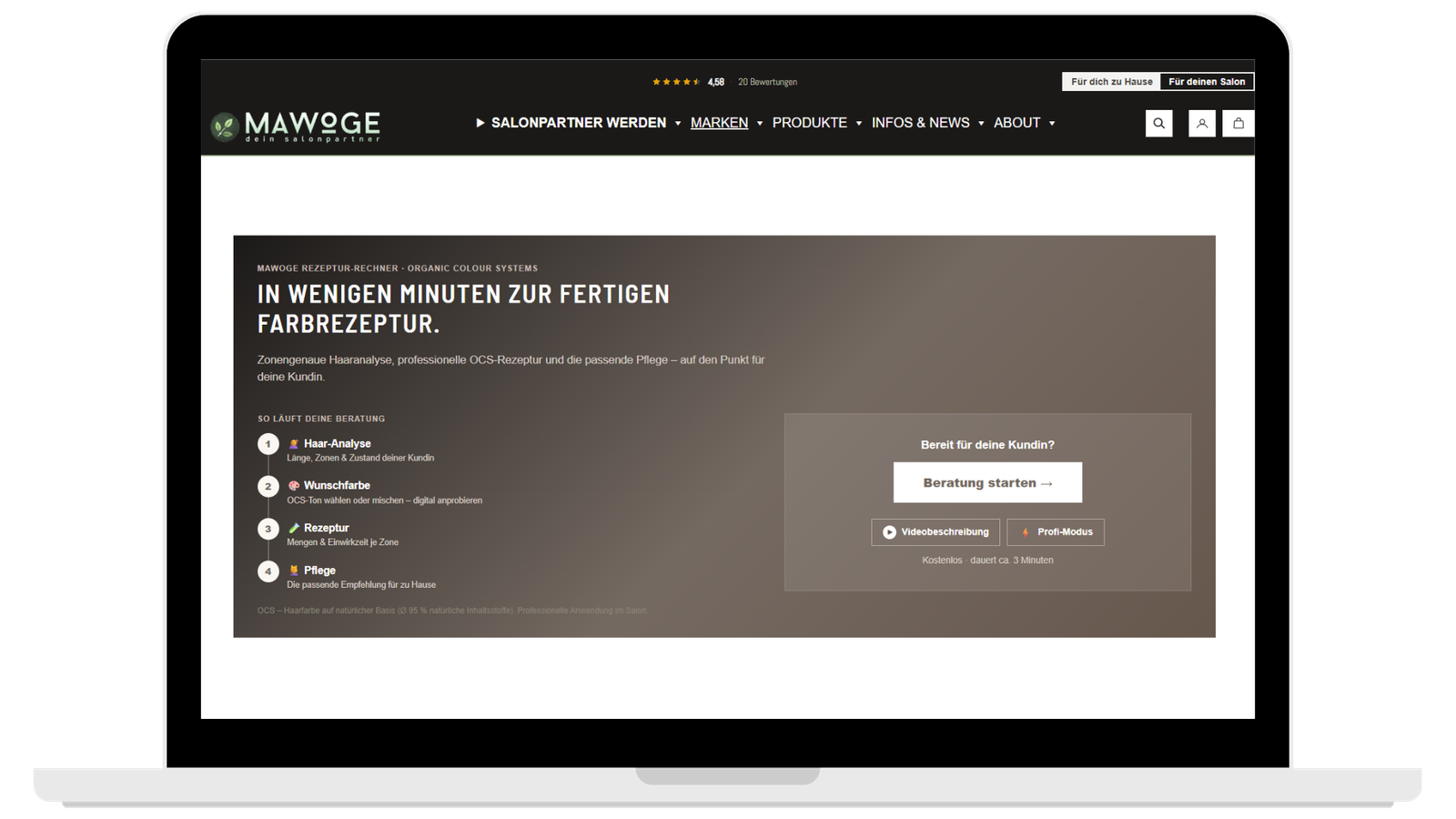Rezeptur Rechner fuer Haarfarben fuer Salons